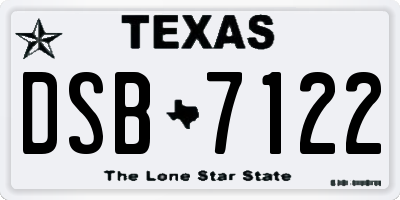 TX license plate DSB7122
