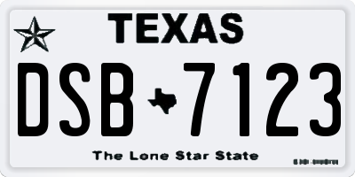 TX license plate DSB7123