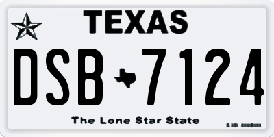 TX license plate DSB7124