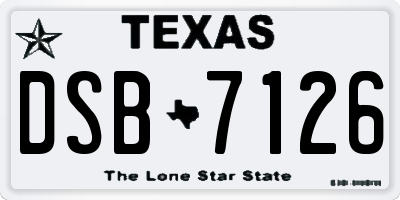 TX license plate DSB7126
