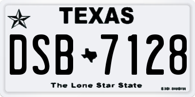 TX license plate DSB7128