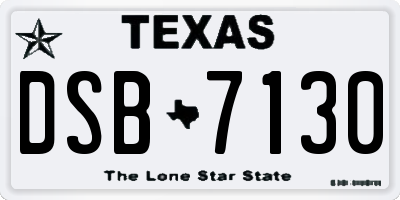 TX license plate DSB7130