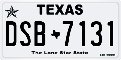 TX license plate DSB7131