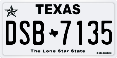 TX license plate DSB7135