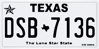 TX license plate DSB7136