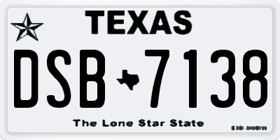 TX license plate DSB7138