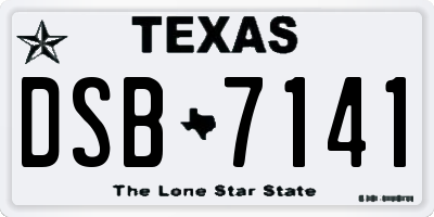 TX license plate DSB7141