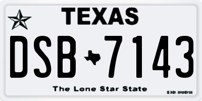 TX license plate DSB7143