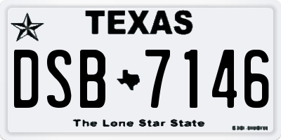 TX license plate DSB7146