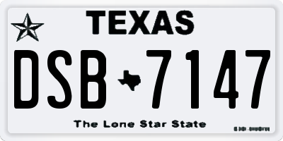 TX license plate DSB7147