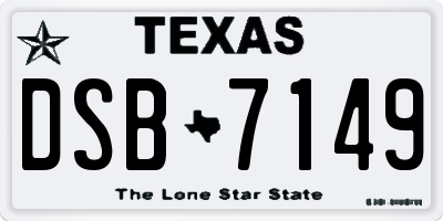 TX license plate DSB7149