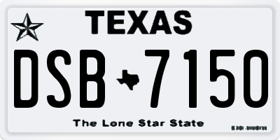 TX license plate DSB7150
