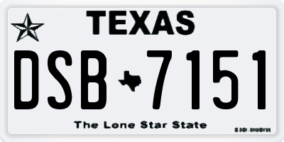 TX license plate DSB7151