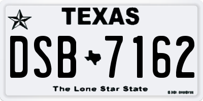 TX license plate DSB7162