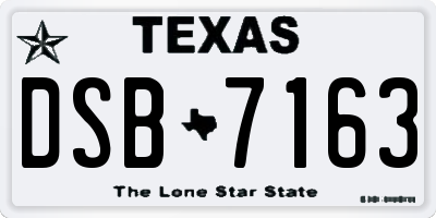 TX license plate DSB7163