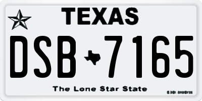 TX license plate DSB7165