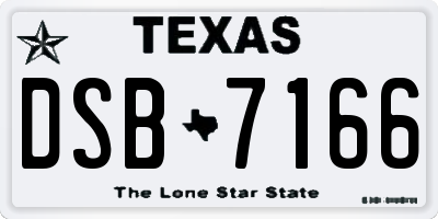 TX license plate DSB7166