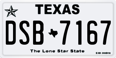 TX license plate DSB7167