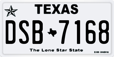TX license plate DSB7168