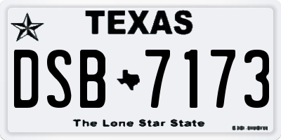 TX license plate DSB7173