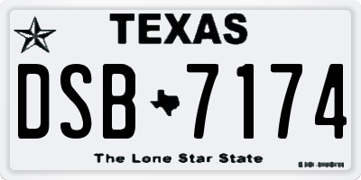 TX license plate DSB7174
