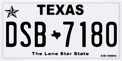 TX license plate DSB7180