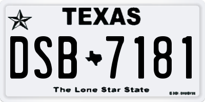 TX license plate DSB7181