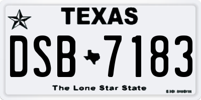 TX license plate DSB7183