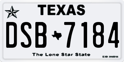 TX license plate DSB7184