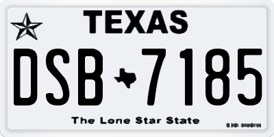 TX license plate DSB7185