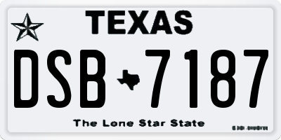 TX license plate DSB7187
