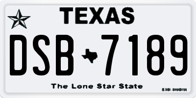 TX license plate DSB7189