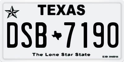 TX license plate DSB7190