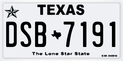 TX license plate DSB7191