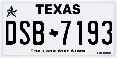 TX license plate DSB7193