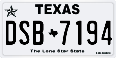 TX license plate DSB7194
