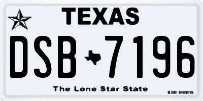 TX license plate DSB7196