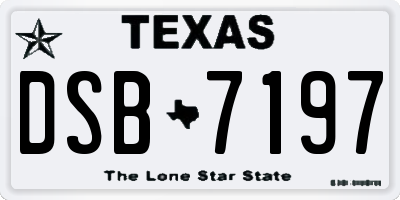 TX license plate DSB7197