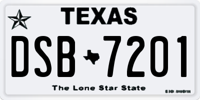 TX license plate DSB7201