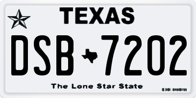TX license plate DSB7202