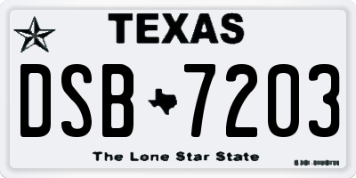 TX license plate DSB7203