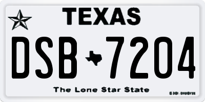 TX license plate DSB7204
