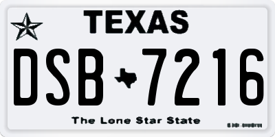 TX license plate DSB7216