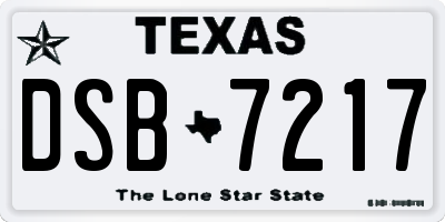 TX license plate DSB7217