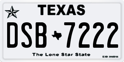 TX license plate DSB7222