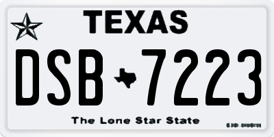 TX license plate DSB7223