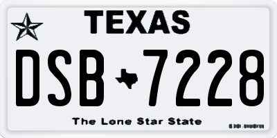 TX license plate DSB7228