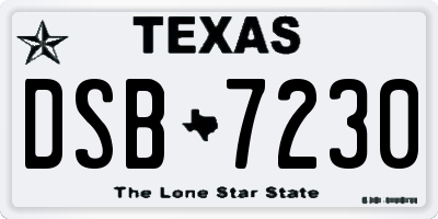 TX license plate DSB7230