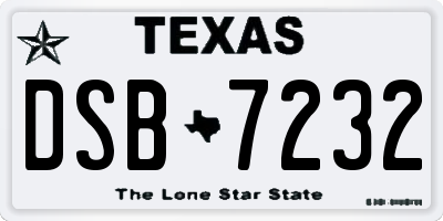 TX license plate DSB7232