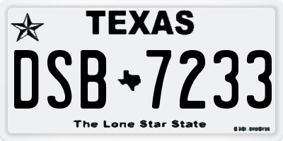 TX license plate DSB7233